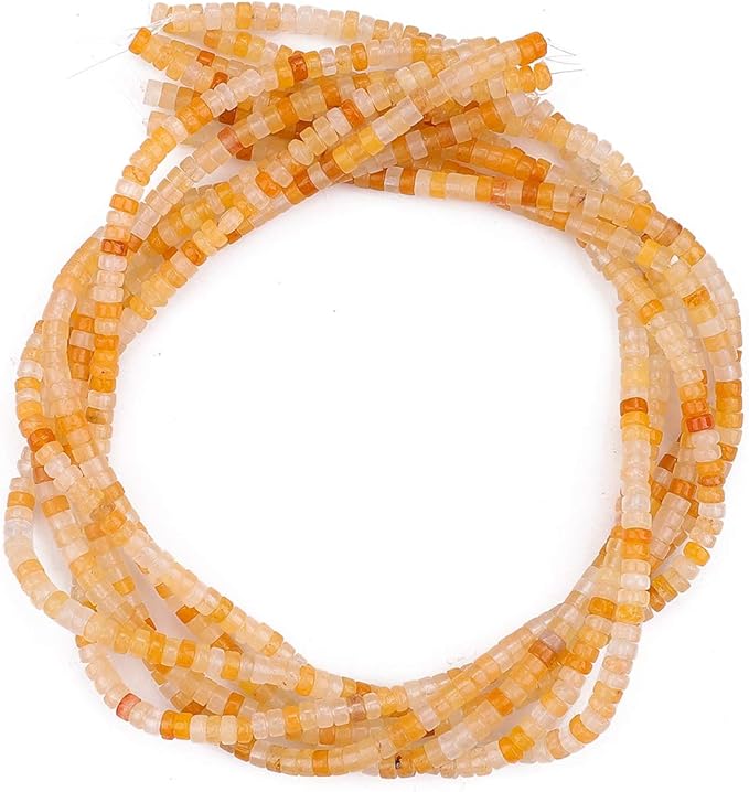 Natural Yellow Jade Spacer Beads Caps Loose Semi Gemstone for Beading Jewelry Making 4mmx2mm 38cm