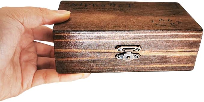 70 Pcs Wooden Rubber Stamps Number and Alphabet Letter Wood Rubber Stamps Set Wooden Rubber Number Letter, Stamper Seal Set with Wooden Box Vintage DIY