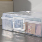 novelinks Transparent 4" x 6" Photo Organizers and Photo Storage Box with Handle, 16 Inner Photo Cases, Portable Picture Organizers & Photo Storage Containers (Clear)