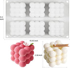Konrisa Cube Candle Molds, 6 Cavity 3D Bubble Silicone Molds for Candles Making, Cake Mold for Baking Chocolate Dessert Mousse Cake Ice Cream and Making Soap Wax