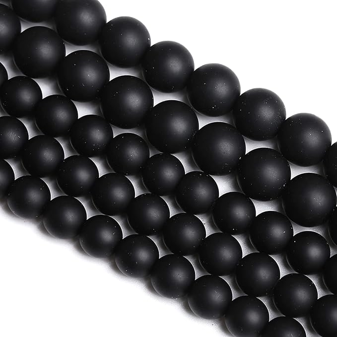 12MM 32PCS Natural Stone Matte Black Agate Loose Beads for Jewelry Making DIY Bracelet Necklace