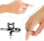 YUXIANLB 4pcs Knitting Crochet Loop Ring for Fingers Metal Open Yarn Guide Crochet Rings Adjustable Braided Faster Knitting Thimbles Holders Accessories for Crochet Mother Grandma Gifts (4Black)