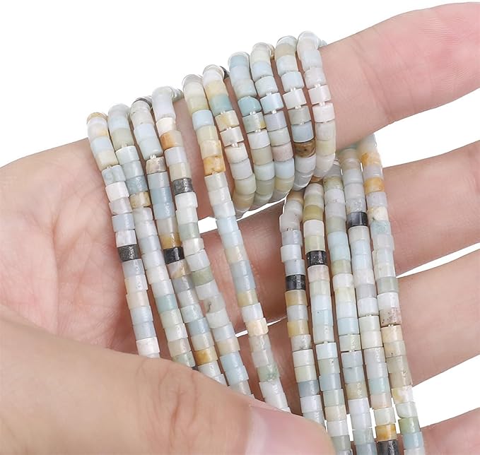 Natural Amazonite Spacer Beads Caps Flat Round Loose Beads for Beading Jewelry Making 3mmx2mm 38cm