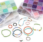 15 Color 4mm Small Assorted Glass Seed Beads,3mm Bugle Beads Friendship Bracelet Kit,2mm Tiny Tube Bead for Jewelry Making(Purple)