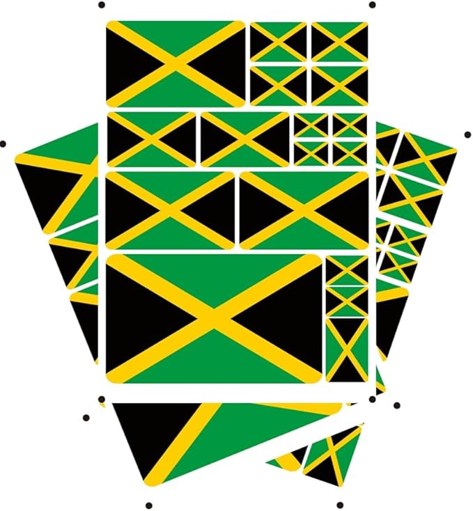 World Seven Continents Most Country Jamaica Flag Stickers Different Sizes Sticker (Green Jamaica)