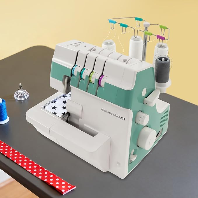 Serger Overlock Machine 1200 Stitches Per Minute Heavy Duty Metal Frame Portable 3-4 Thread Stitching Machine with Differential Feed System and Sewing Accessory Kit Included