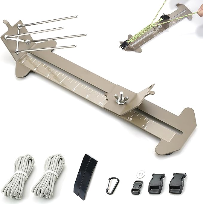 Paracord Jig Tools Bracelet Making Kit Accessories Adjustable Paracord Jig Kit with 2 Cords and 3 Buckles Bracelet Adjustable Length 4" to 13" (Kahki)