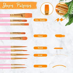 Soucolor Acrylic Paint Brushes Set, Halloween Painting Craft for Adults Kids, 24Pcs Round Pointed Tip Artist Paintbrushes for Acrylic Painting Oil Watercolor Canvas Boards Easter Eggs Rock Art