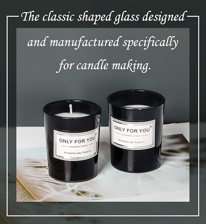 Aroparc 12 Pack 10oz Black Candle Jars With Lids, Bulk Container Tumbler for Making Supplies - Gloss Black