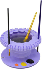 Paint Puck CollapsiBowl Paint Brush Cleaner Rinse Cup (Purple) - Collapsible Paint Water Cup & Brush Cleaner with Brush Holder, Squeegee Lips & Drip Tray for Acrylic, Watercolor & Art Supplies