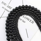 35pcs 10mm Natural Stone Beads Black Onyx Agate Beads Energy Crystal Healing Power Gemstone for Jewelry Making, DIY Bracelet Necklace