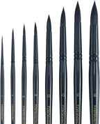 Transon 8pcs Round Watercolor Paint Brush Set Goat Hair for Watercolors,Acrylics,Inks,Gouache,Oil and Tempera Black Color