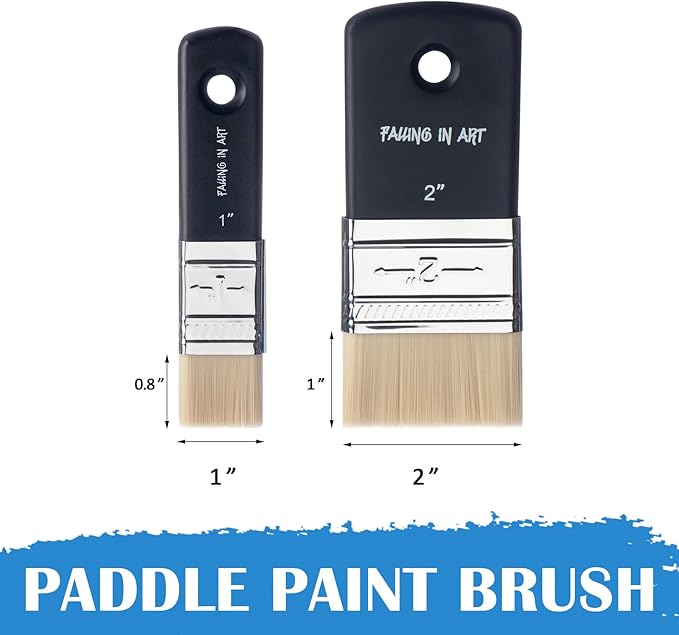 Falling in Art 2PCS Flat Paddle Paint Brush, Scale Brush for Oil and Acrylic Paints(1 Inch, 2Inch)