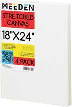 MEEDEN Stretched Canvas, 18 × 24 Inch, Pack of 4, Blank White Canvases for Painting, 100% Cotton, 14 oz Gesso-Primed, Pre-Stretched Canvas for Acrylic Oil Pouring & Airbrushing Painting