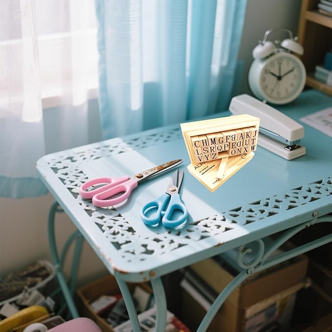 26Pcs Wooden Rubber Stamps Letter Alphabet Stamps Mini Cute DIY Stamps Set for Craft Decorating Scrapbooking and Wedding Invitation Cards (26Pcs)