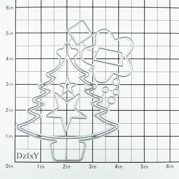 DzIxY Patchwork Christmas Tree Five Pointed Star Metal Cutting Dies for Card Making Kit Embossing Paper Die Cuts Set Scrapbook Stencils Supplies Machine Templates