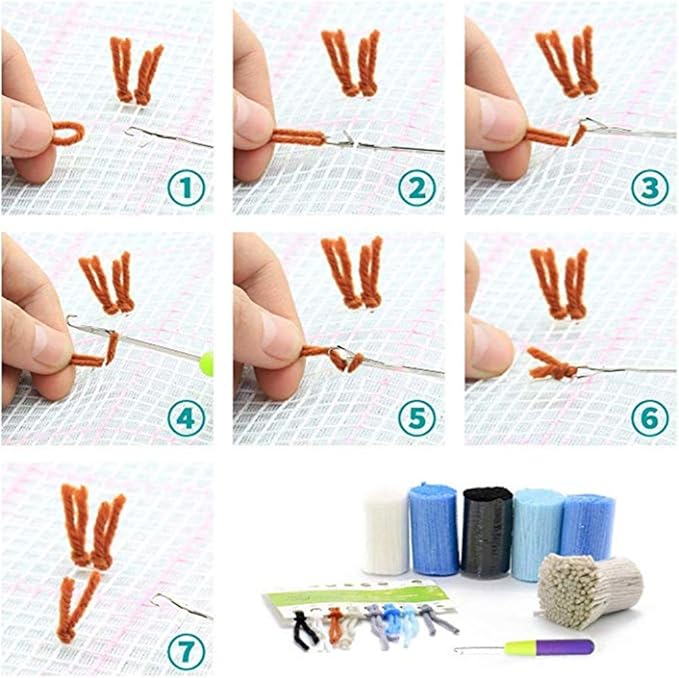 DL-YTG Latch Hook Kits Pillow Winter Bird Crochet Yarn Cushion Colour Pre-Printed Canvas Rug Needlework DIY Pillowcase Hook and Latch Kit Christmas Home Arts Crafts Sofa Decoration 42x42cm/16 X16inch