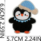 Christmas Penguins Iron on Patches 12Pcs Chenille Embroidery Sew on Stickers Applique for DIY Crafts T Shirt Clothing Jackets Backpacks Jeans Party Decorations Accessories