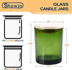 Thick Candle Jars for Making Candles 12 Pcs, 7 OZ Empty Jars with Wood Lids for Candle Making, Sample Container, Clear Green