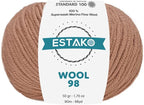 Estako Wool 98 100% Superwash Merino Wool Medium Worsted Weight Soft Knitting and Crochet Yarn 1.76 oz (50gr) 98 yds (90 m) (6354-Clay)