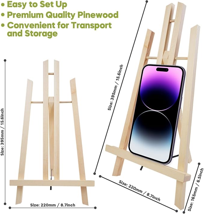 CONDA 3 Pack 16" Tabletop Display Easel, Portable A-Frame Tripod Display Easel for Painting Party & Displaying Canvases, Photos, Display Tripod Holder Stand for Students Kids Beginners