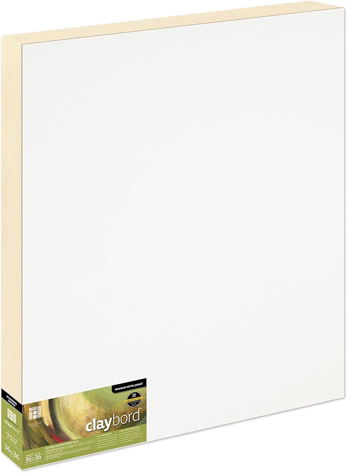 Ampersand Art Supply Wood Painting Panel: Museum Series Claybord, 36" x 36", 2" Cradled Profile