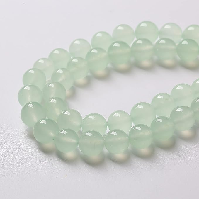12mm 32pcs Natural Green Jade Chalcedony Beads Energy Healing Power Stone Beads for Jewelry Making Round Loose Beads DIY Bracelet 15" (Green Jade, 12mm)