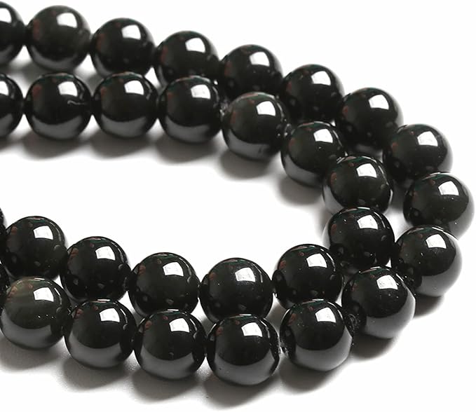 6MM 60PCS Natural Stone Black Obsidian Gemstone Loose Beads for Jewelry Making DIY Bracelet 1 Strand