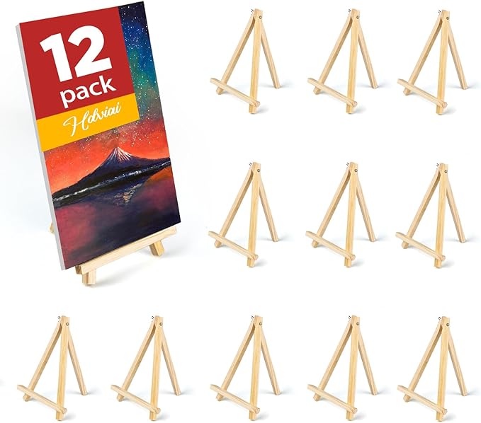 12PCS Wood Easels - 9.4" X 6.3" Tabletop Easels - Easel Stand for Painting Canvases, Arts and Crafts, Tripods, Kids Student Party Painting Easels, Portable Canvas Photo Picture Sign Holders