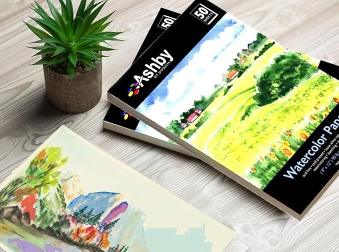 100 Sheets of Practice Watercolor Paper (9" x 12") - 190 GSM, Acid-Free and Cold Pressed.. Perfect for Painting, Sketching or Drawing. Wet, Dry and Mixed Media. Bulk Pack
