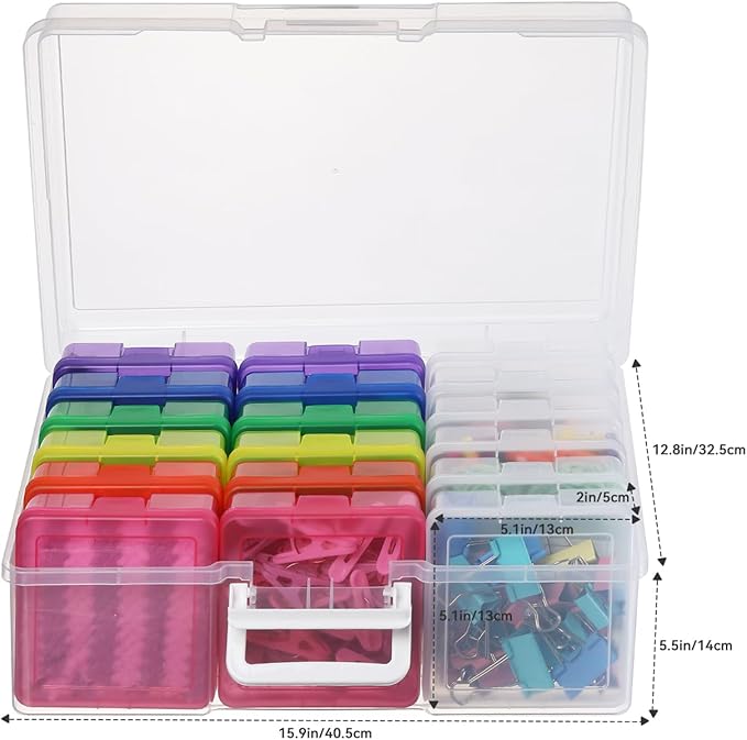 Plastic Storage Box Arts & Crafts Storage Boxes & Organizers With Large Storage Box Small Rectangular Plastic Container For Craft Storage (12 Color+6 Clear-Small)