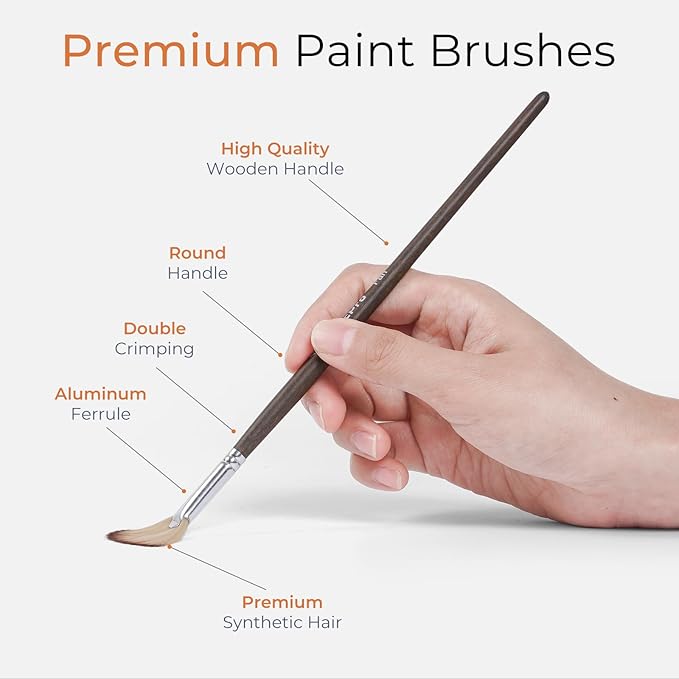 Nicpro 32pcs Paint Brush Set, Professional Paintbrushes with Paint Spatula and Cloth Roll Case, Craft Paint Brushes for Acrylic Painting, Oil, Watercolor, Gouache, Art Supplies for Artists Beginners