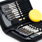 Transon Art Paint Brush Kit 16 Paint Brushes with Foam Brush Sponge Spatula and Art Case for Oil, Acrylic, Watercolor, Gouache, Painting