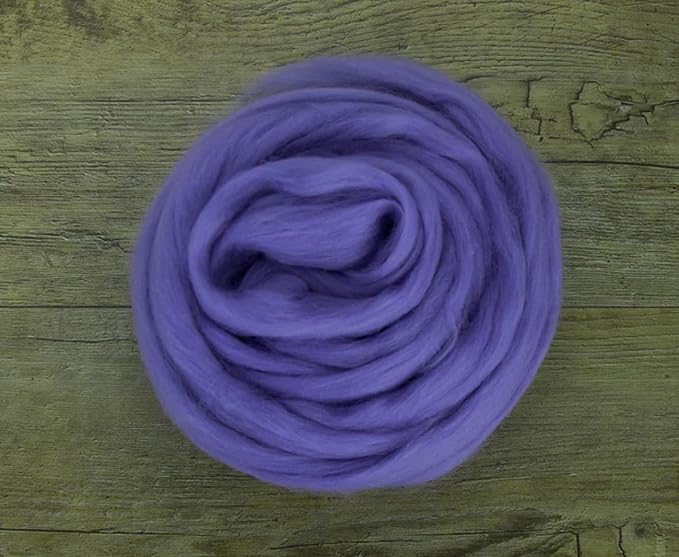 Revolution Fibers Merino Wool Combed Top | 1 lb Premium Wool Roving | 22 Micron, Best Merino Wool for Spinning, Tapestry, Needle Felting, Big Yarn Roving and Wall Hangings (Hyacinth)