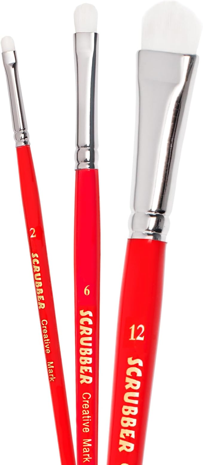 Creative Mark Scrubber Watercolor Paint Brush Set of 3, Watercolor Paintbrushes for Correcting Mistakes and Color Lifting