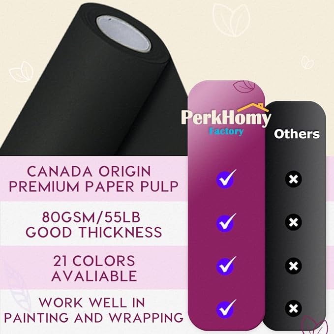 SMART&CASUAL 15" x 450" (37.5') Kraft Paper Roll for Art Craft Supplies Gift Wrapping Moving Packing Kids Painting Drawing Paint Easel Poster Chart Paper (Black, 15" W x 450" L (37.5'))