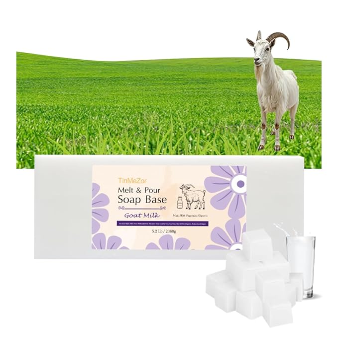 5.2 lb Goats Milk Soap Base for Soap Making, with Goat Milk/Shea Butter/Honey/Oatmeal/Cocoa Butter/Clear, Moisture, Natural Glycerin Melt and Pour White Base