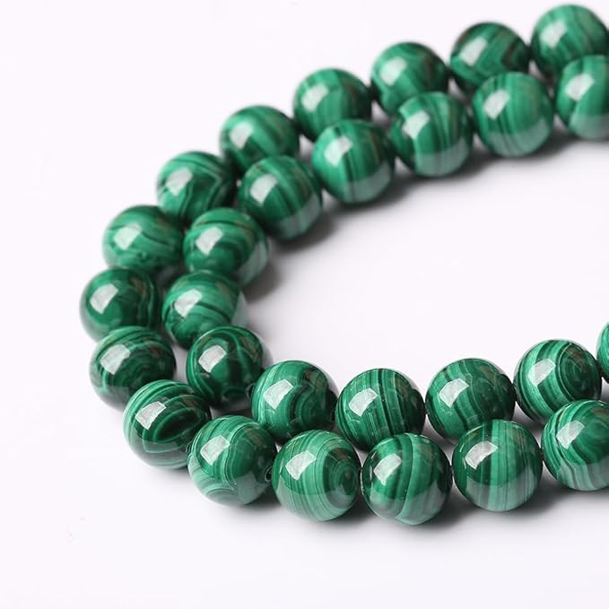 23pcs 8mm Natural Green Malachite Beads AAA Gemstone Round Loose Beads for Jewelry Making DIY Bracelets Necklaces Crystal Energy Healing Stone Beads