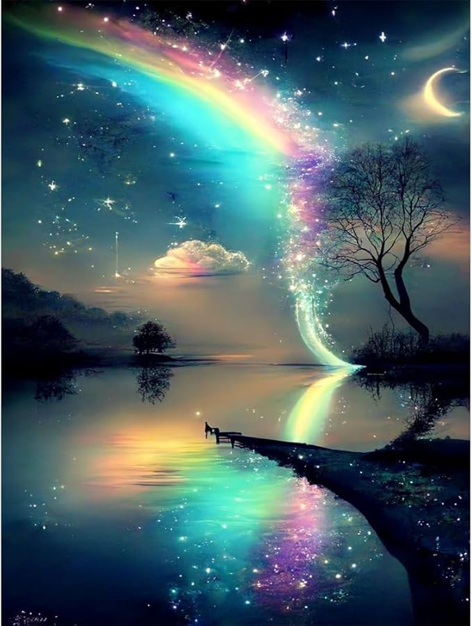 Starry Sky Cross Stitch Kits for Beginners Adults, Landscape Patterns Dimensions Needlepoint Art Crafts,Counted Cross Stitch Kits Embroidery Kits for Beginners Adults for Home Decor 11.8X15.7inch