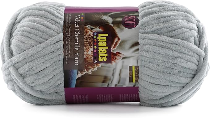 Chunky Chenille Yarn for Crocheting - 100g/3.5oz Baby Blanket Yarn for Crocheting Soft - 87 Yards Fluffy Thick Plush Yarns for Knitting Blankets Amigurumi (1, Light Grey)