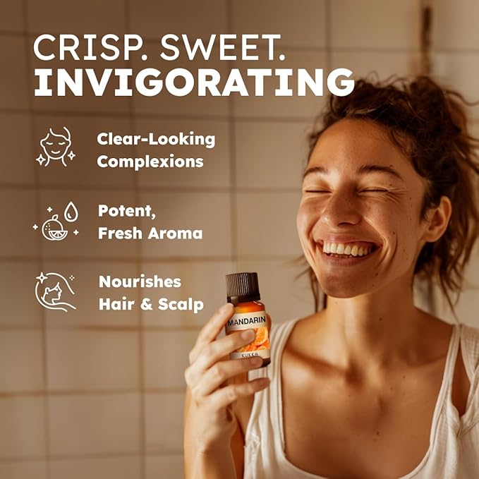 KUKKA Mandarin Essential Oils - 0.34 Fl Oz - for Hair, Skin, Diffuser, Aromatherapy & DIY Soap Making Scent