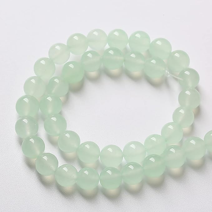 6mm 60pcs Natural Green Jade Chalcedony Beads Energy Healing Power Stone Beads for Jewelry Making Round Loose Beads DIY Bracelet 15" (Green Jade, 6mm)