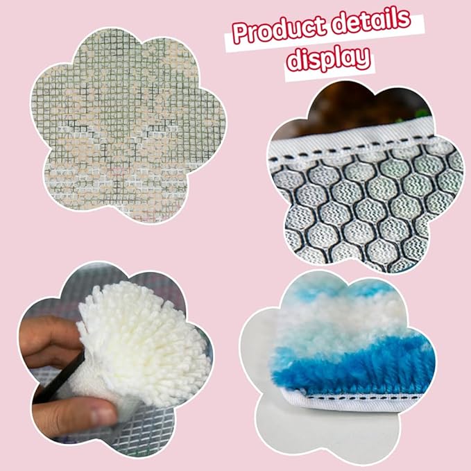 DL-YTG Latch Hook Kits Rug Cat Crochet Yarn Cushion Colour Pre-Printed Canvas Cover Rug Needlework DIY Hook and Latch Kit Home Decoration 20 X15inch