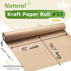 SMART&CASUAL 15" x 600" (50') Brown Kraft Paper Roll for Art Craft Supplies Gift Wrapping Moving Packing Kids Painting Drawing Paint Easel Poster Chart Paper