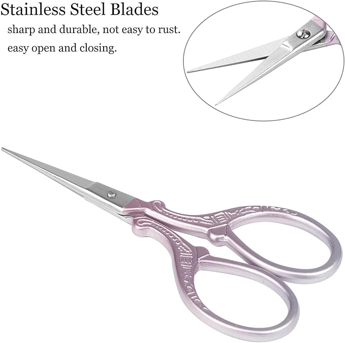 BIHRTC 6Pairs 3.6inch Small Crochet Scissors with Leather Cover Stainless Steel Scissors DIY Tools Dressmaker Small Shears for Sewing Crafting Art Work Threading Needlework Knitting