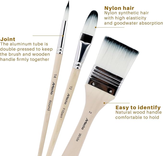 Artecho 32 PCS Paint Brushes for Acrylic Painting, Acrylic Paint Brushes for Oil, Watercolor, Acrylic, Gouache and Canvas Painting