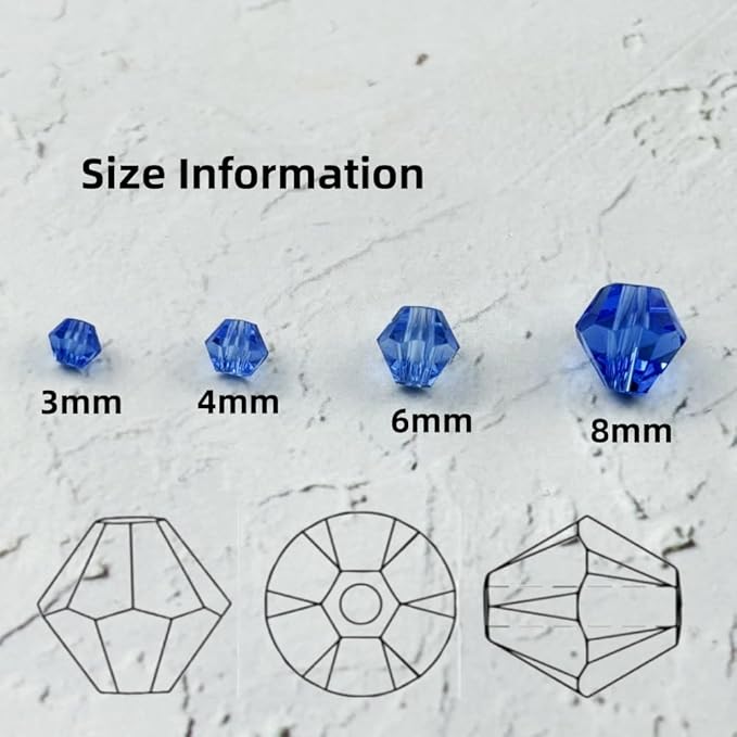 400pcs 4mm Bicone Glass Crystal Beads for Jewelry Making, Faceted Bicone Glass Spacer Beads for Bracelet Earring Necklace DIY Craft(Light Blue)