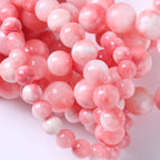 36pcs 10mm Natural Pink White Persian Jade Gemstone Beads Round Loose Spacer Beads for Jewelry Making DIY Bracelets Necklaces 15"(Pink Persian Jade, 10mm)