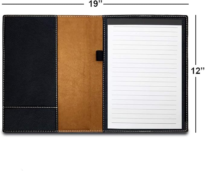 LaserGram Portfolio Notepad, Lineman, Personalized Engraving Included (Black with Silver) Large 9.5" X 12