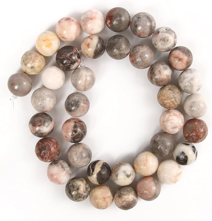 60pcs 6mm Natural Stone Beads Pink Zebra Jasper Beads Crystal Gemstone for Jewelry Making, DIY Bracelet Necklace